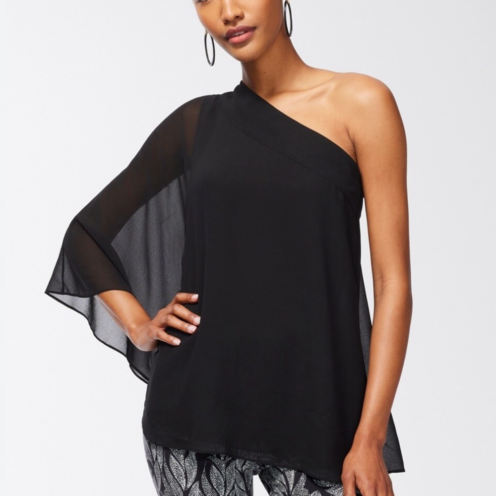 Chicos Black One Shoulder Top